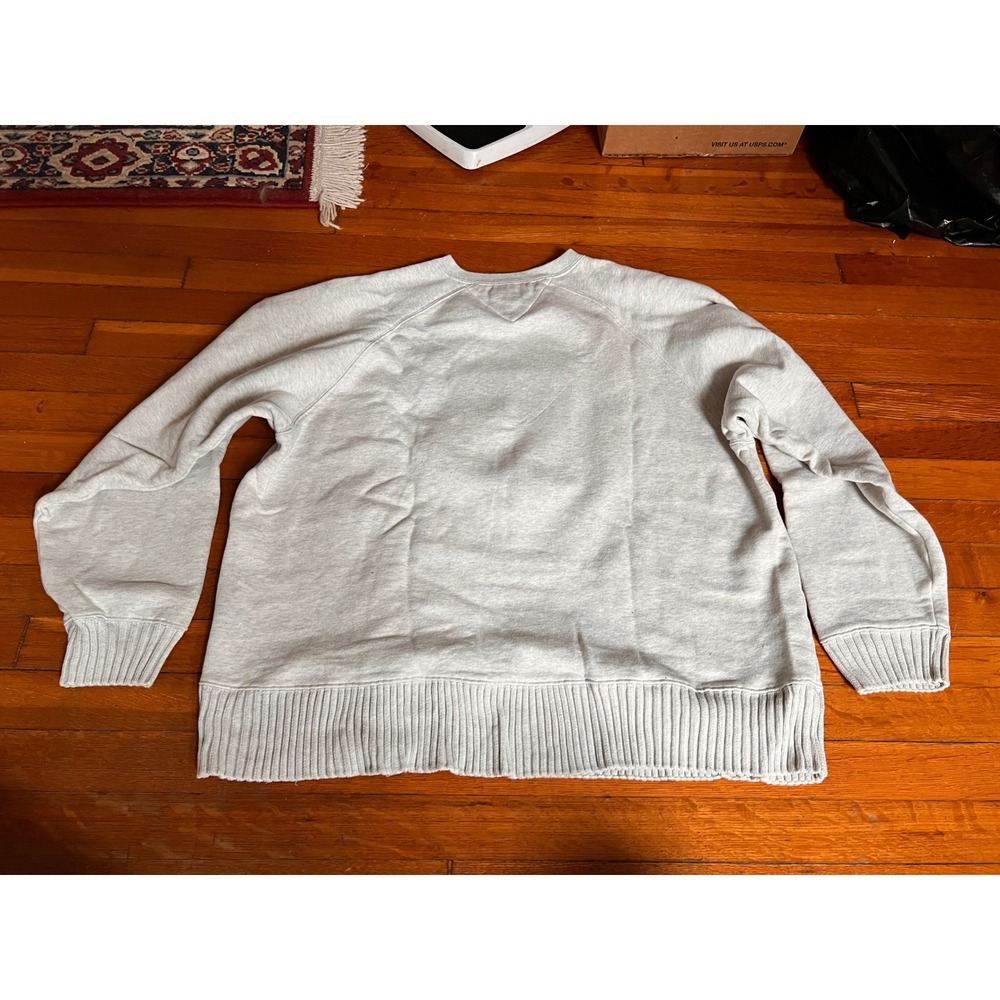 Tommy Hilfiger Vintage Gray Chenille H Patch V-Neck Sweatshirt XL Raglan Sleeve - Picture 5 of 6